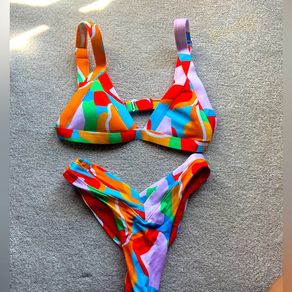 Women’s Colorblock Abstract Print Bikini - Multicolor